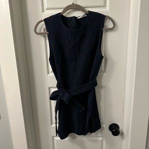 MM Lafleur Navy Blue Sleeveless Blouse waist tie Size 8